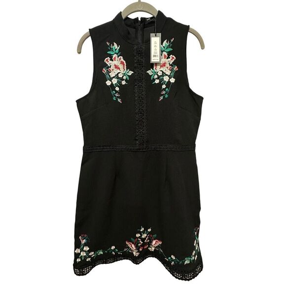 Romeo & Juliet Couture Floral Embroidered Whimsigoth Fairy Mini Dress SZ Large - Picture 10 of 16
